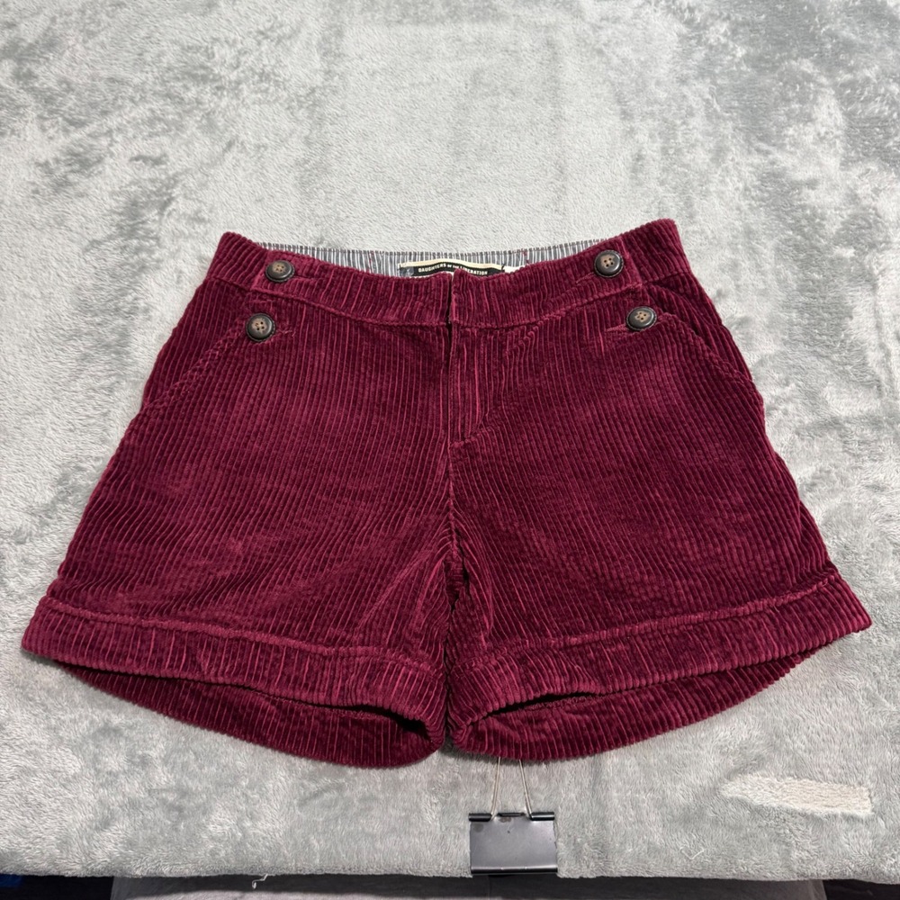 Daughters of the Liberation Burgundy Corduroy Shorts Button Accent Cuffed 00